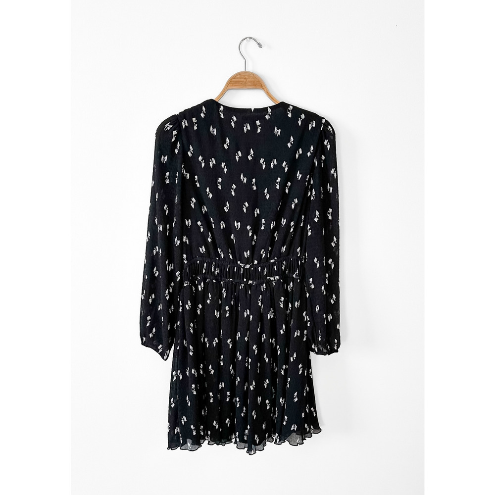 Maje Rionana V-Neck Bow Print Mini Dress size 42 or XL - Picture 9 of 12